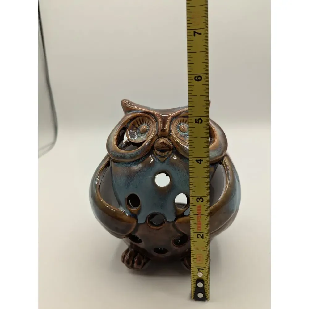 Pier 1 Imports Ceramic Glazed Owl Tealight Votive Candle Holder 5